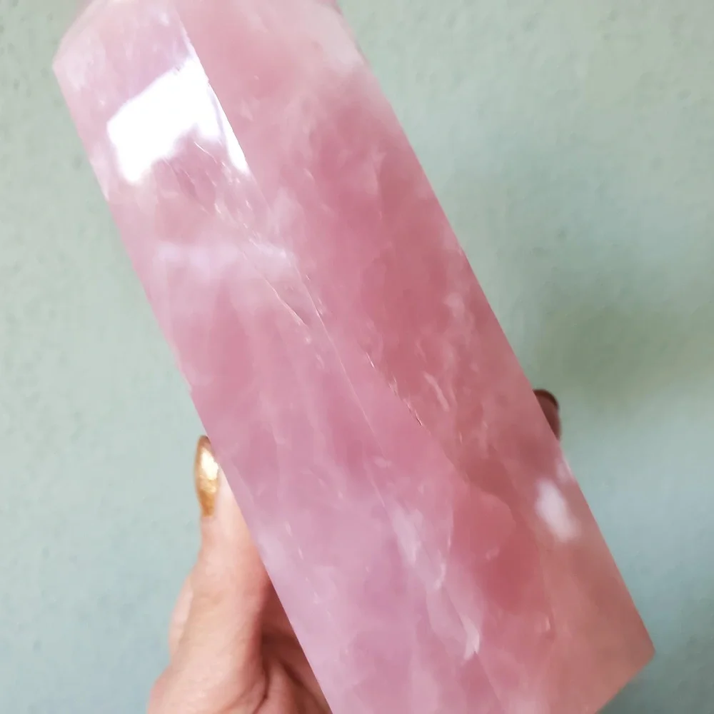 Rose Quartz Deep Dark Pink Flashy Crystal Large Tower 868 grams